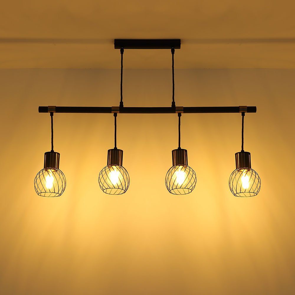 Lampe etc-shop Hänge Leuchtmittel Wohn Pendel LED Decken inklusive, Pendelleuchte, Lampe Balken Zimmer Warmweiß, Gitter