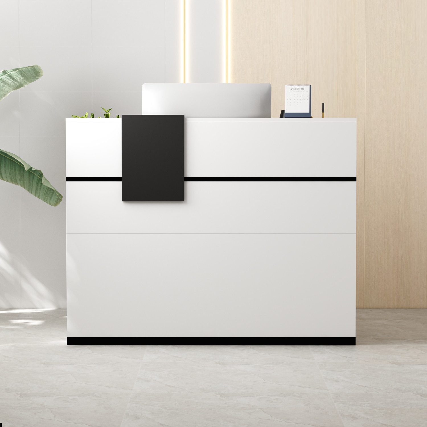 FUFU&GAGA Empfangstheke mit Abnehmbarer Ablage, Empfangstresen mit Schublad günstig online kaufen