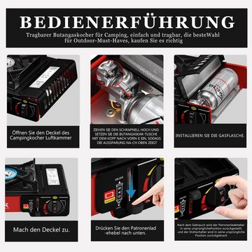 HOMELUX Gaskocher Campingkocher Gaskocher 2,2KW+227g Gaskartuschen Camping Kocher, (4-St), 2,2 KW