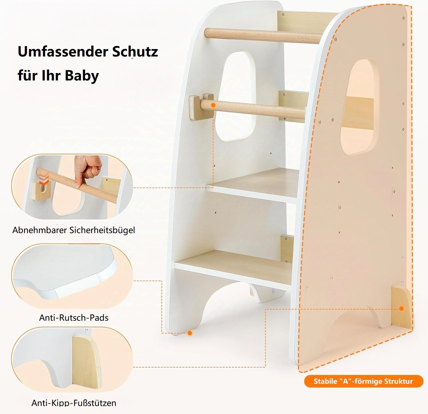 OUNUO Tritthocker Lernturm höhenverstellbar für Kinder günstig online kaufen