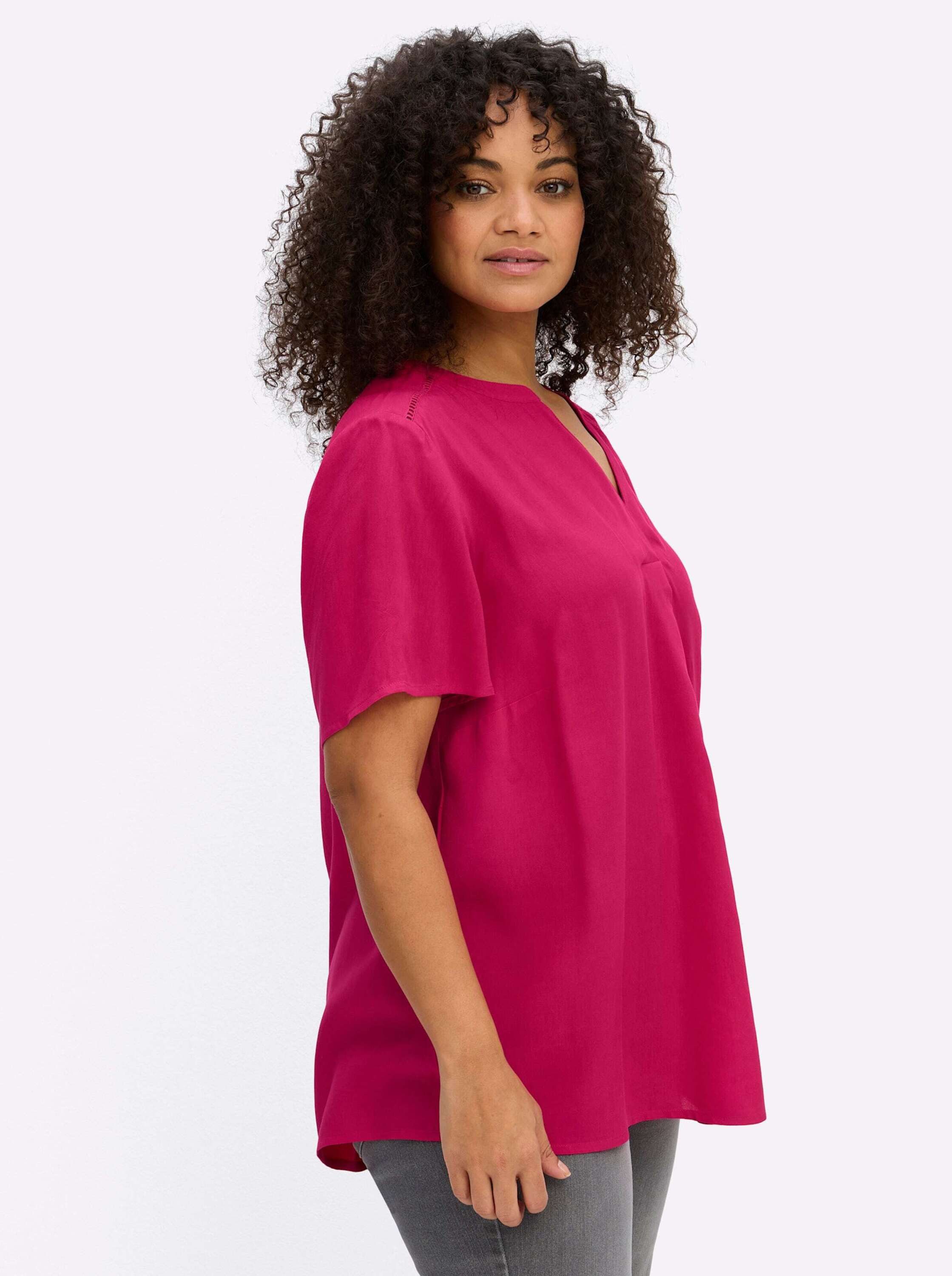 Sheego Klassische Bluse Tunika Kurzarm