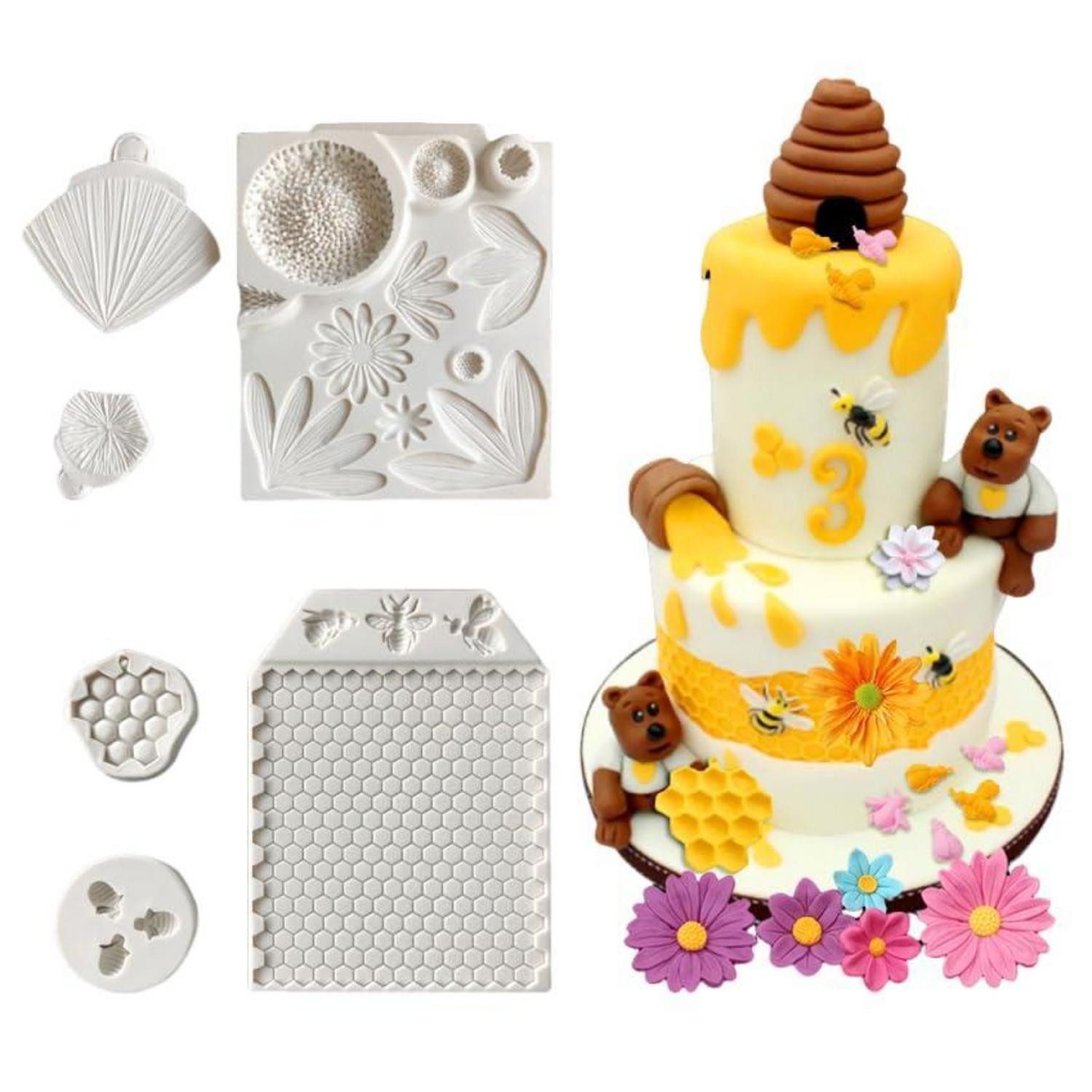 LuxusKollektion Sticker Silikonform 6er Set Blumen Wabe Biene, (6-tlg)