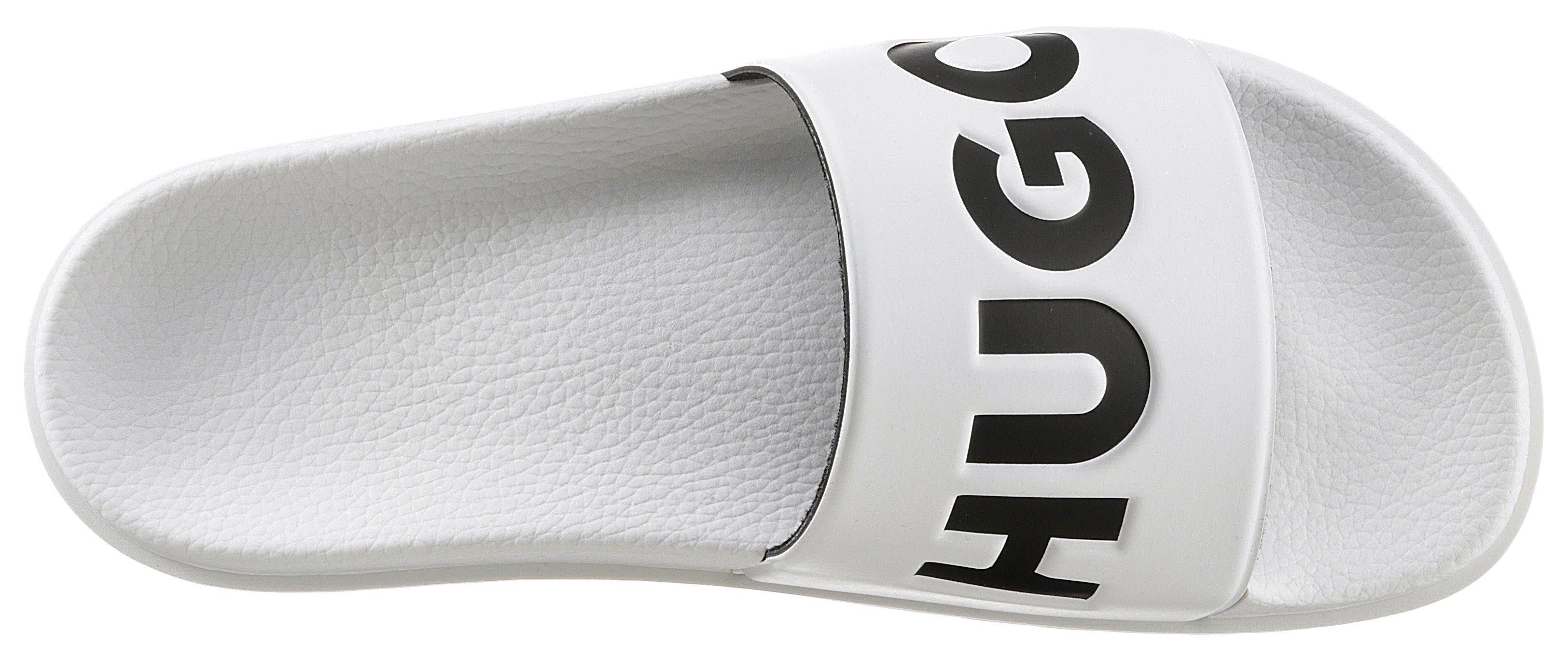 HUGO Match it Slid Logoschriftzug weiß mit Badepantolette