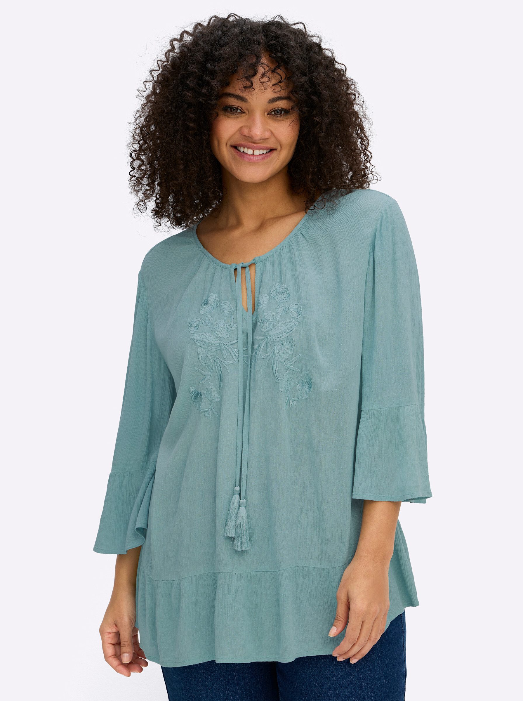 Sheego Klassische Bluse Tunika 3/4-Arm