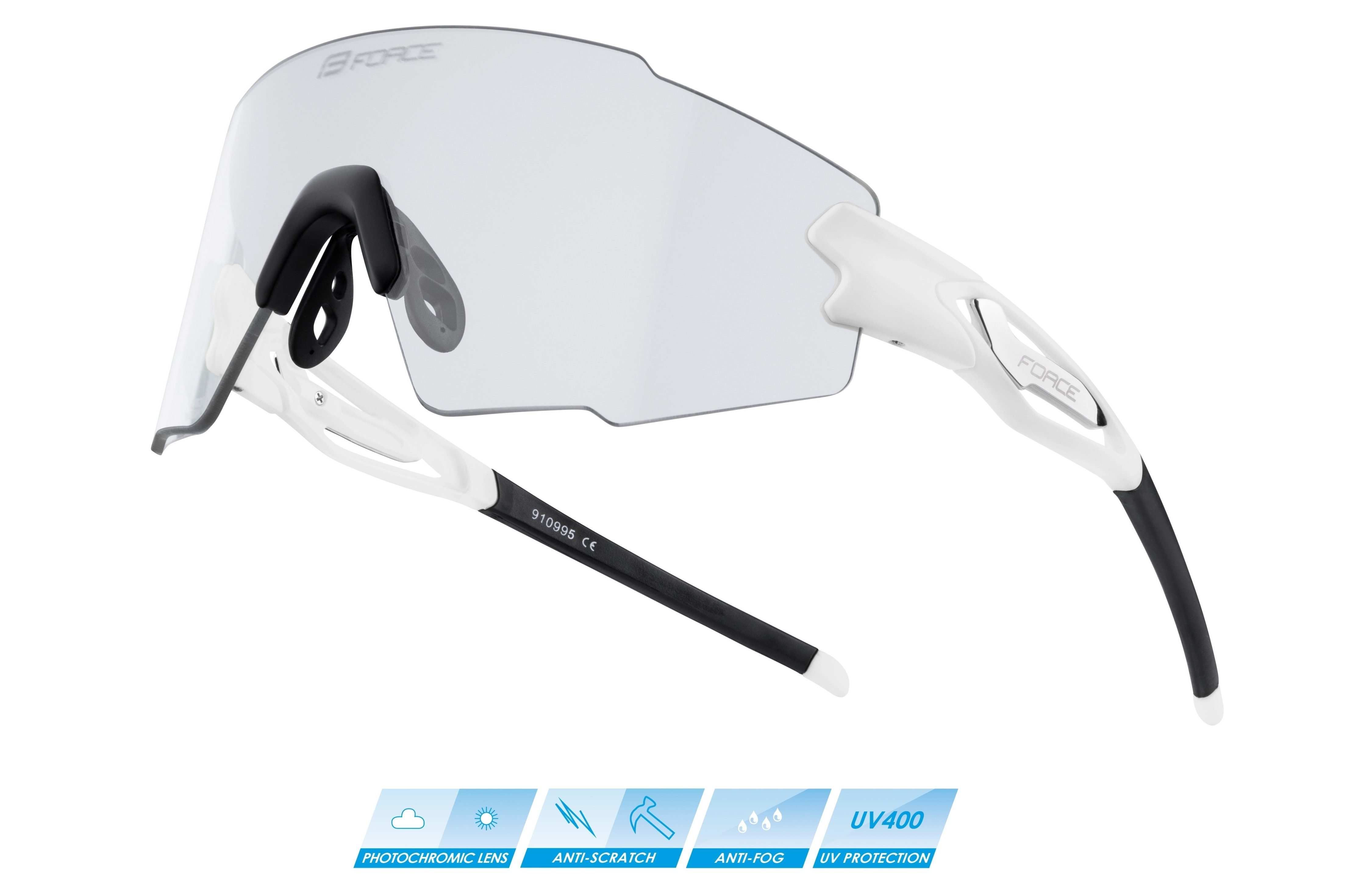 FORCE Fahrradbrille Sonnenbrille schwarz-weiss FORCE MANTRA