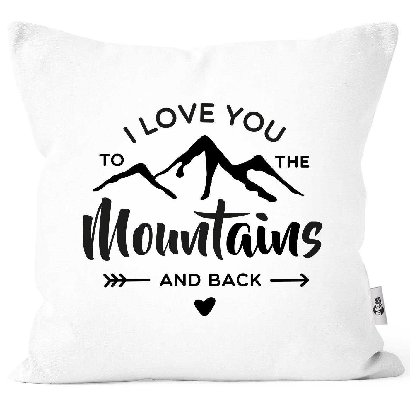 MoonWorks Dekokissen Kissen-Bezug I love you to the mountain and back Liebeserklärung Geschenk Valentinstag Weihnachten Moonworks® weiß