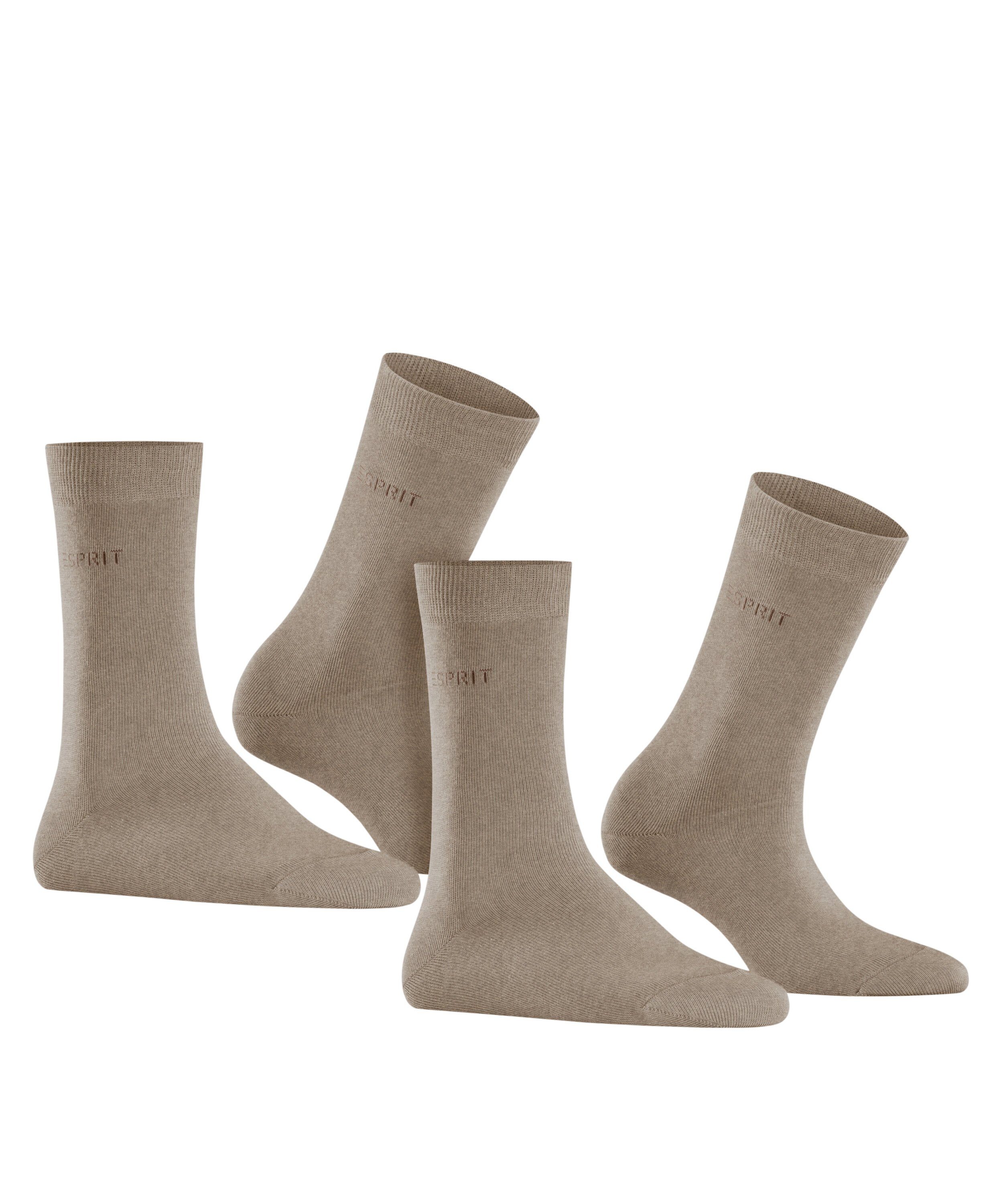 (2-Paar) mel Socken Uni (5410) 2-Pack nutmeg Esprit