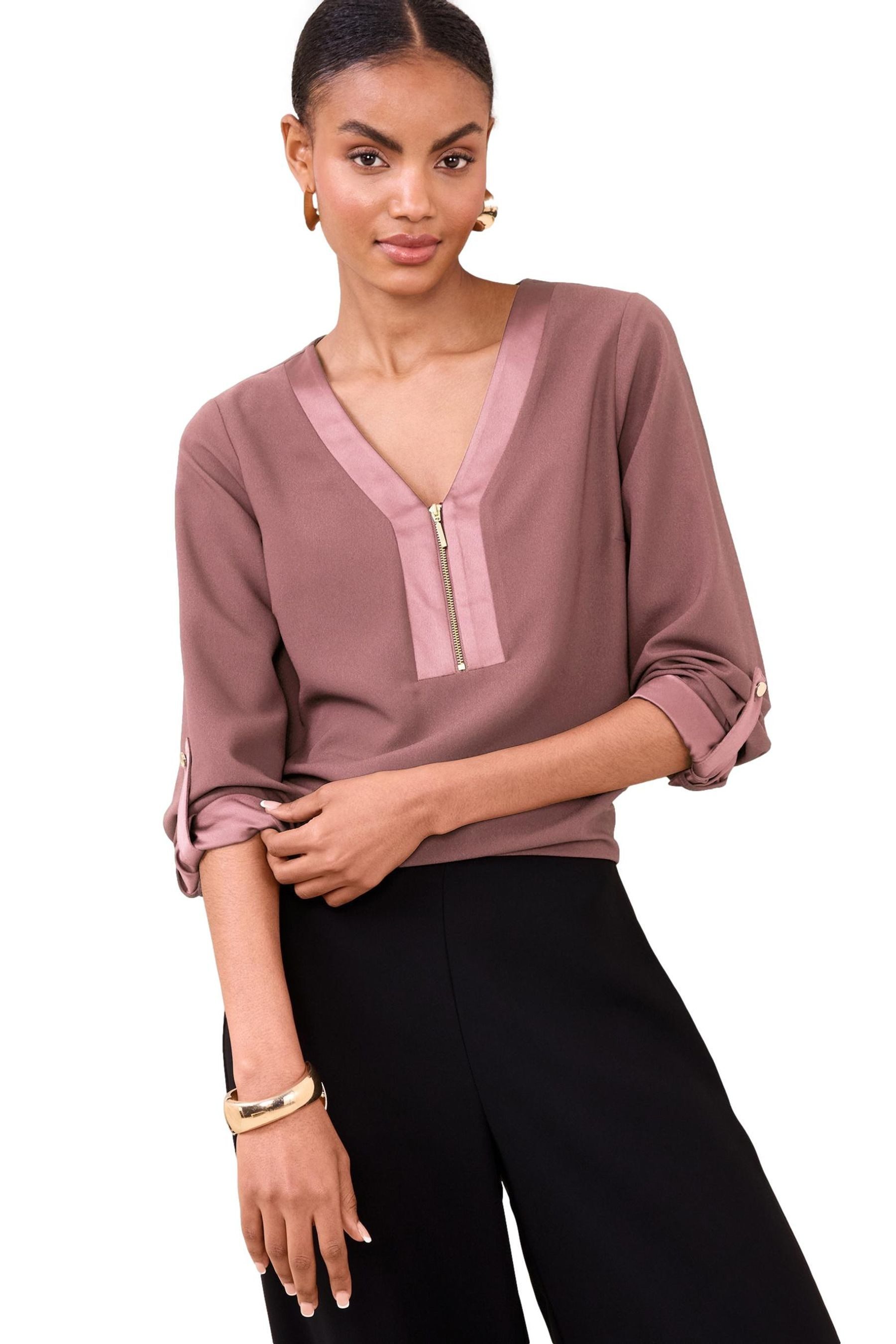 LIPSY Schlupfbluse Lipsy Oberteil mit Front-Reißverschluss, Regular (1-tlg) günstig online kaufen