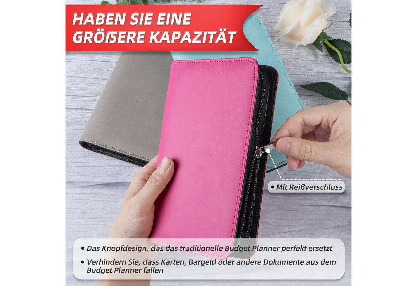Thumbnail - LuxusKollektion Notizbuch Upgrade Budget Planner Deutsch mit Reißverschluss & 8 Spar Challenges