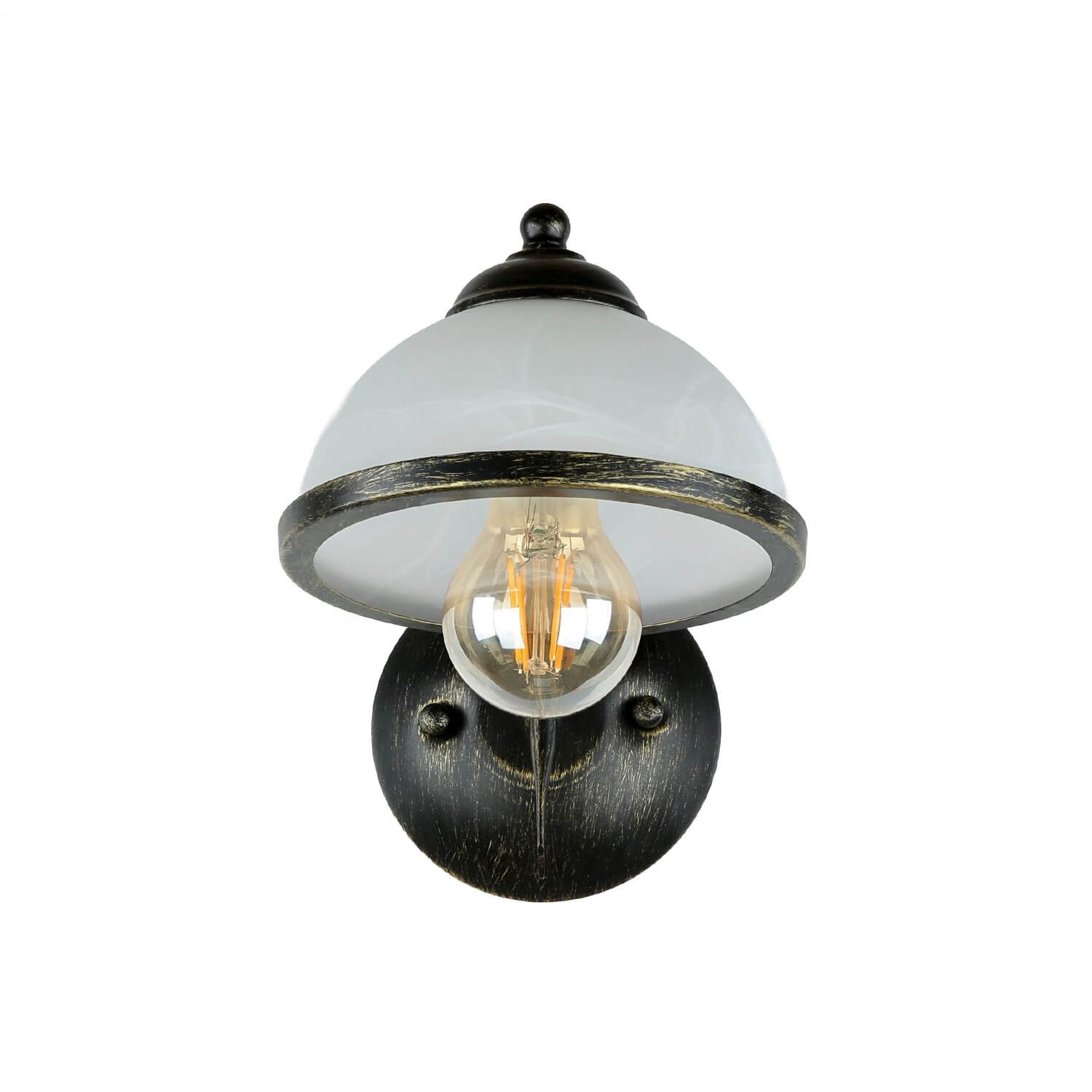 Licht-Erlebnisse Wandleuchte KORFU, ohne Leuchtmittel, Wandleuchte Messing Antik Weiß floral Metall Glas Esszimmer Lampe