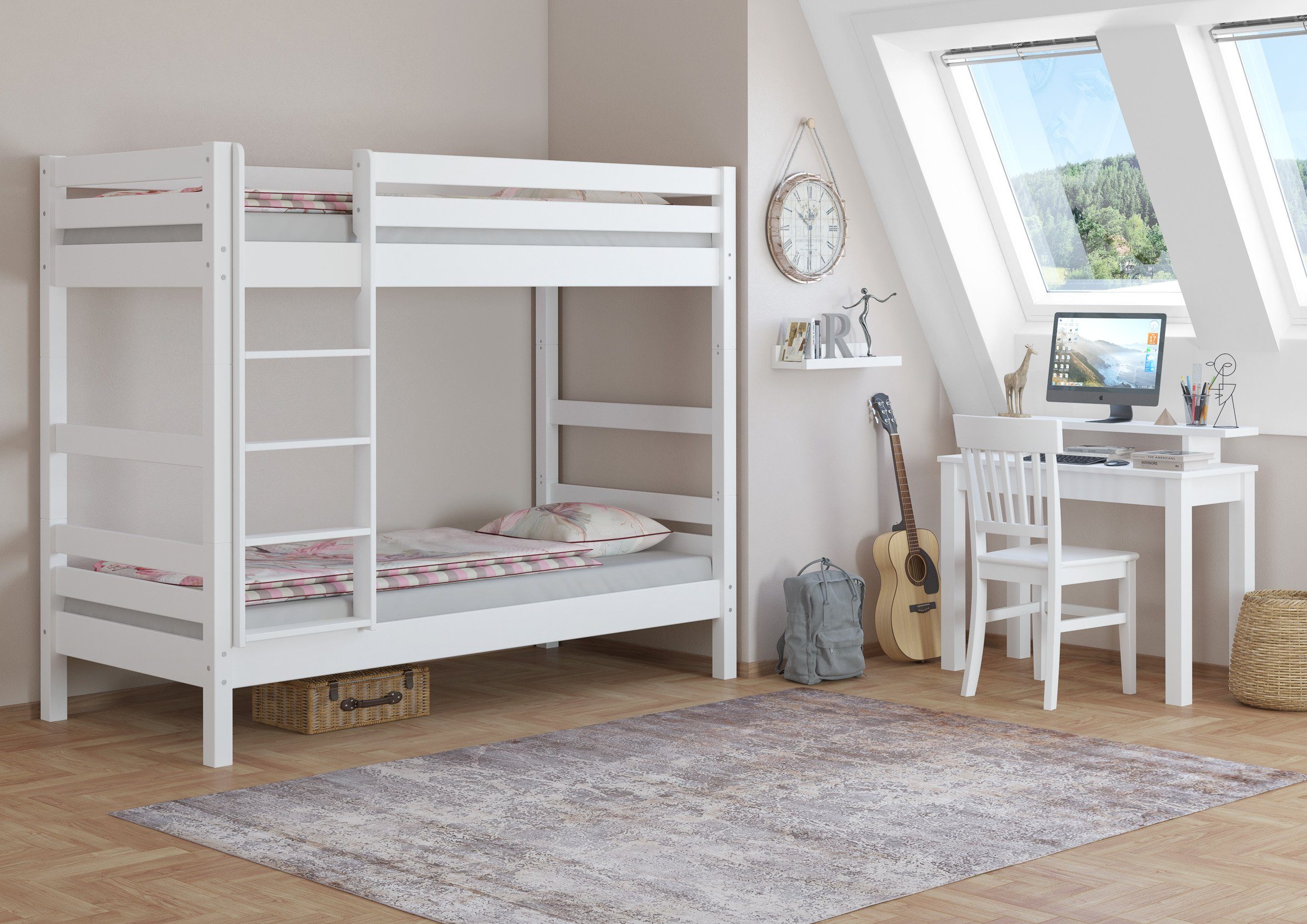 ERST-HOLZ Etagenbett Stabiles Etagenbett Buche Massivholz günstig online kaufen