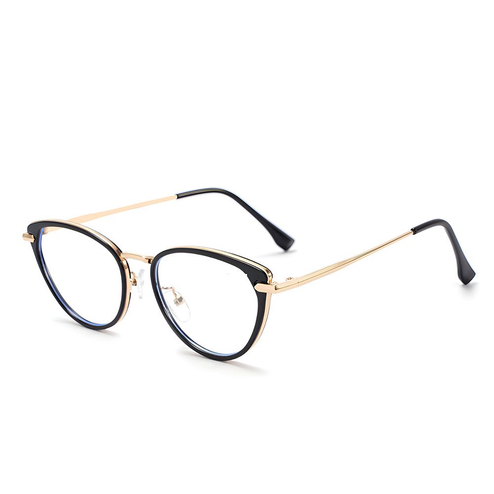 PACIEA Brille Ohne Sehstärke Damen Cat Eye Anti Blaulicht Metall Computerbrille