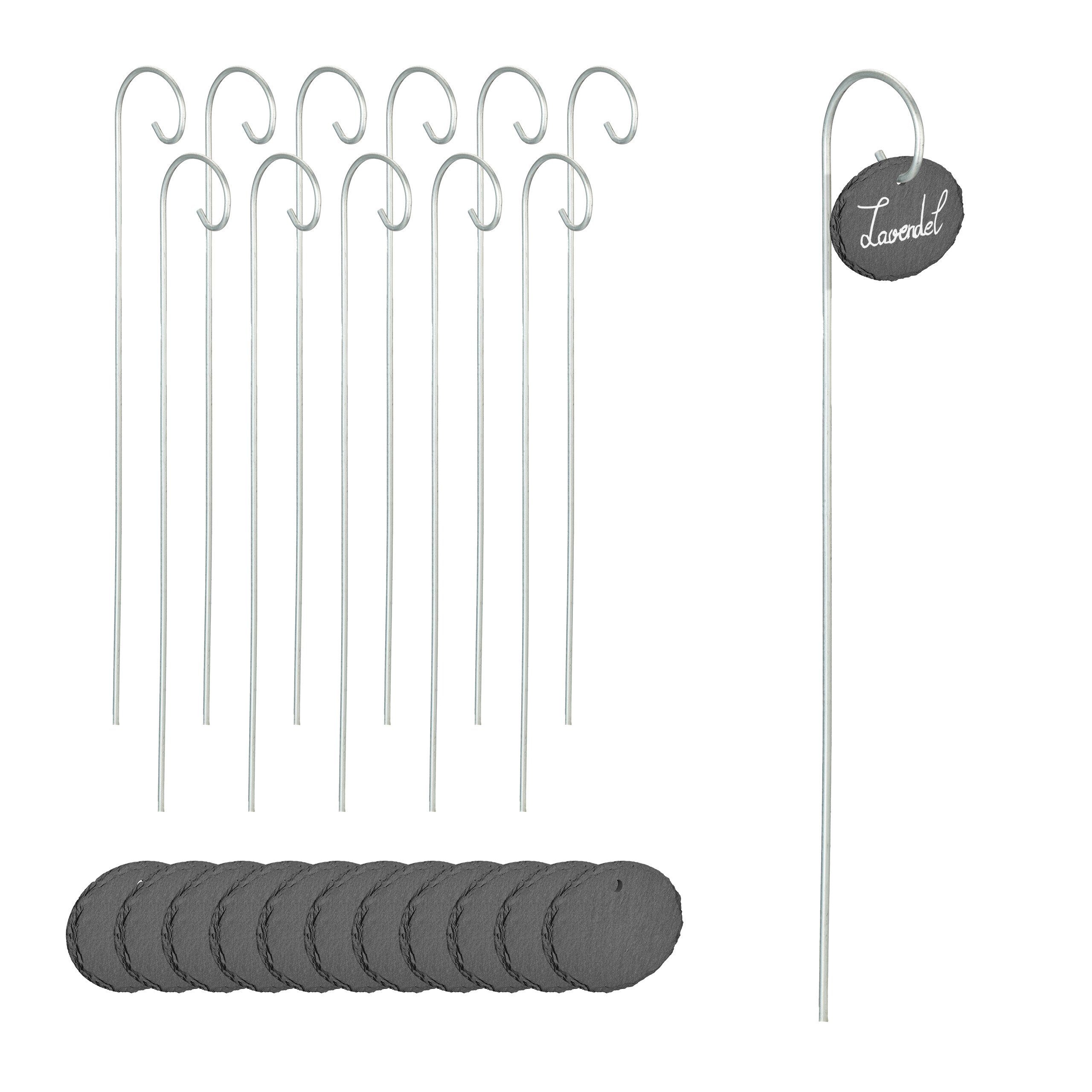 relaxdays Gartenstecker 12 ovale Schiefer-Pflanzenschilder günstig online kaufen