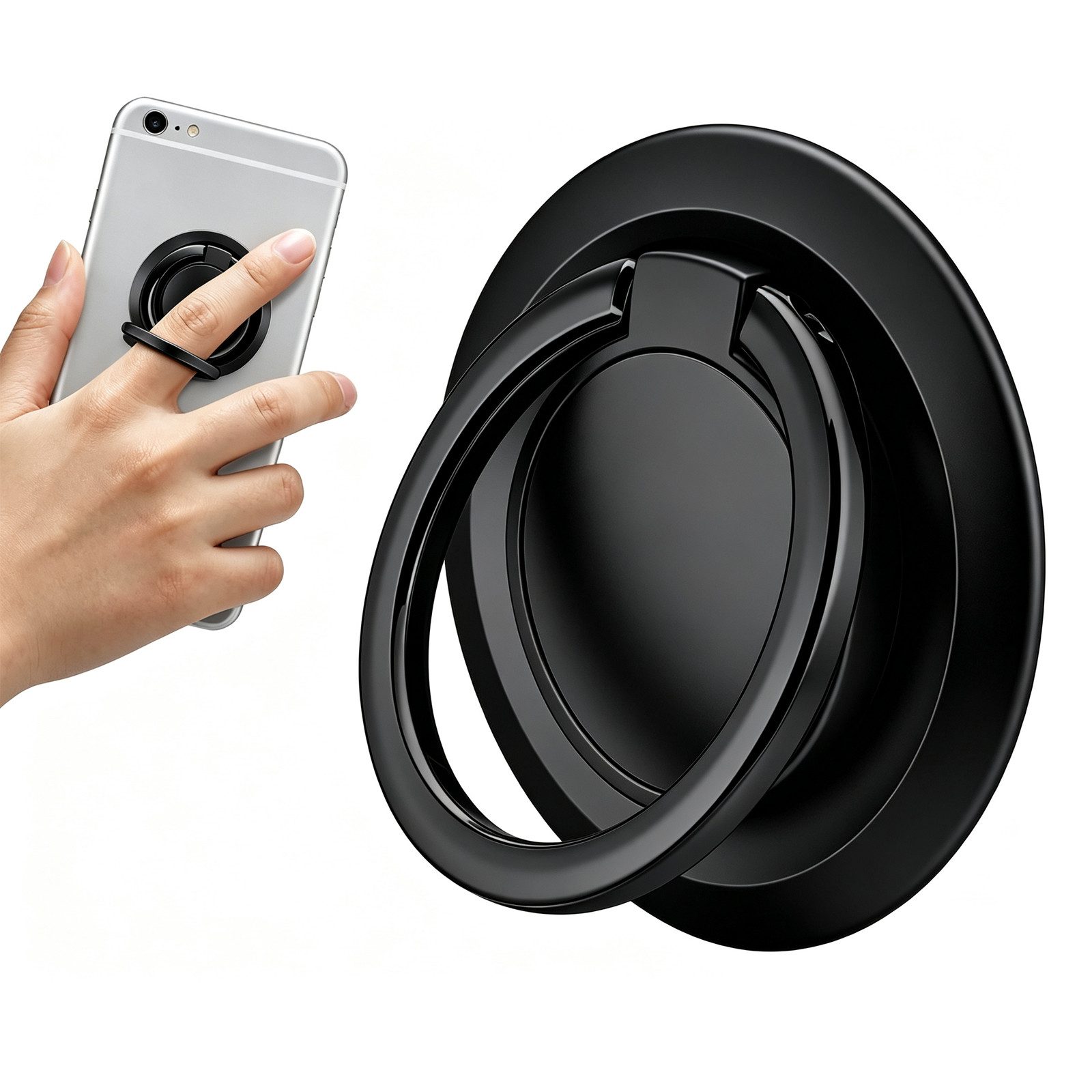 BOOD Smartphone-Halterung 360 Grad drehbarer Smartphone Fingerhalter Halter Halterung Ständer, (bis 8 Zoll, Packung, 1-tlg., Keine Montage erforderlich)