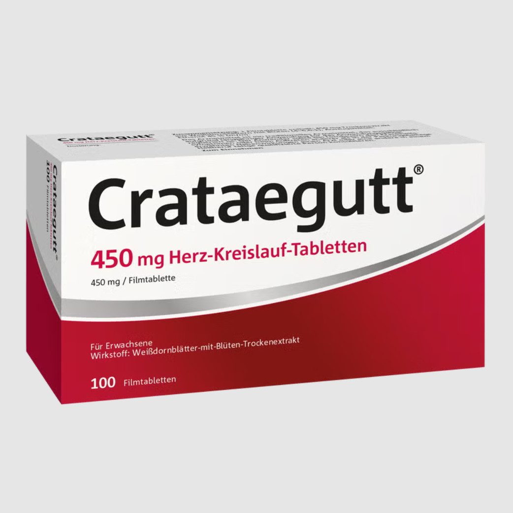 DocMed Crataegutt 450 mg Filmtabletten, 100 er Herz-Kreislauf-Tabletten à, mit Weißdornblätter-mit-Blüten-Trockenextrakt