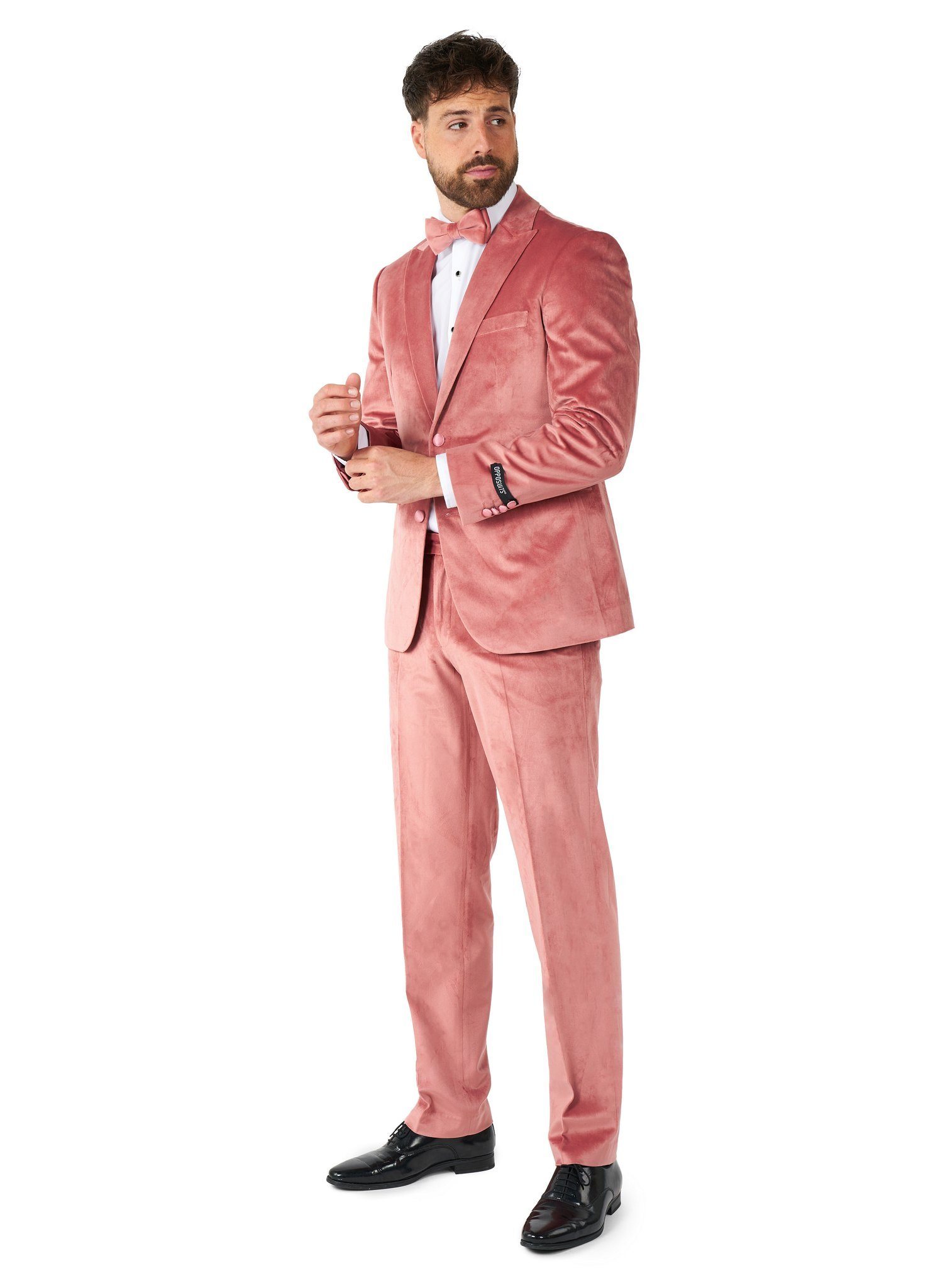 Opposuits Anzug Vintage Pink Velvet Deluxe Samtanzug Eleganter Samtanzug in hochwertiger Ausführung