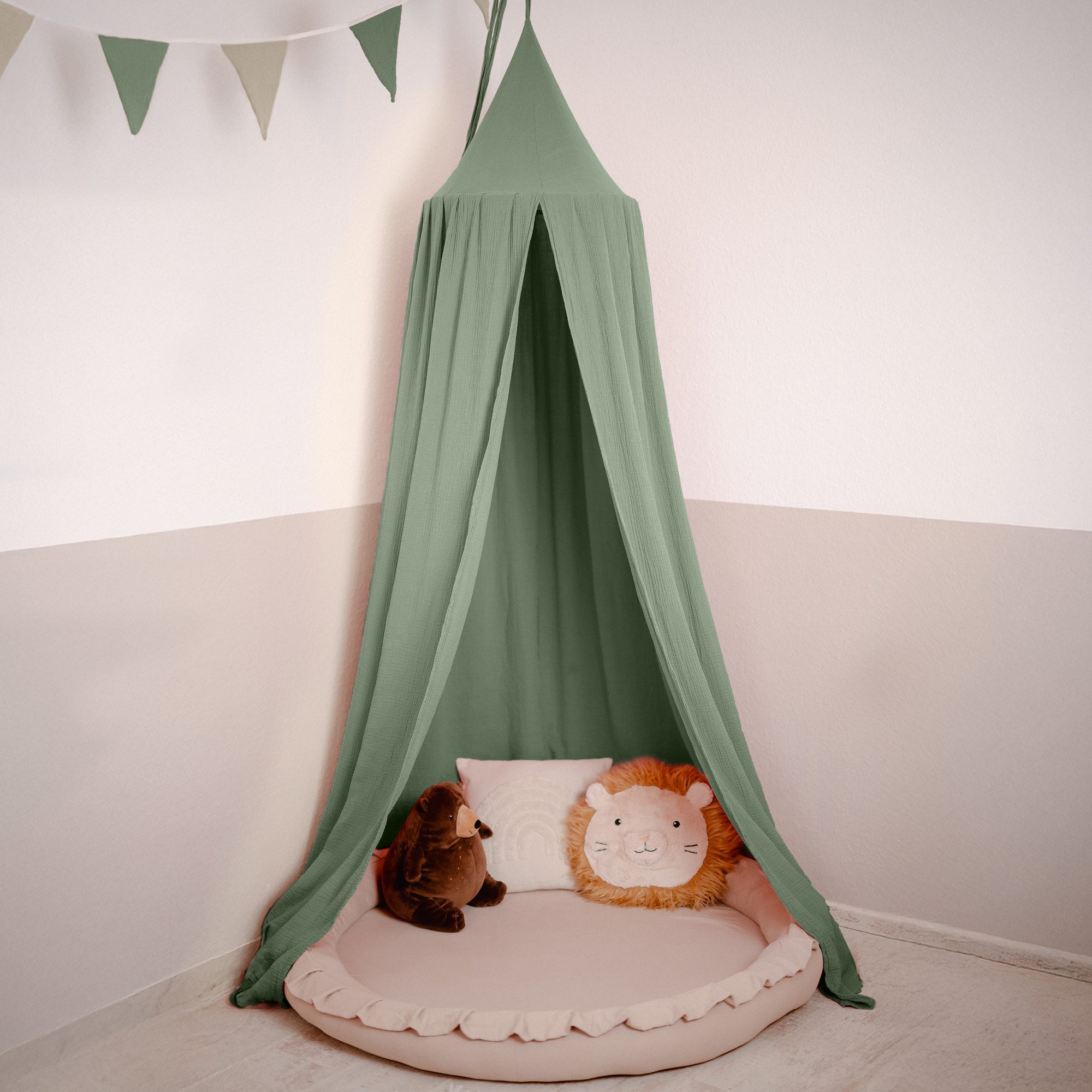 lilimaus Betthimmel Baldachin für Kinderzimmer aus 100% Musselin - handgenäht (1-tlg), Rückzugsort für Bett, Kuschelecke & Leseplatz - weicher Musselin