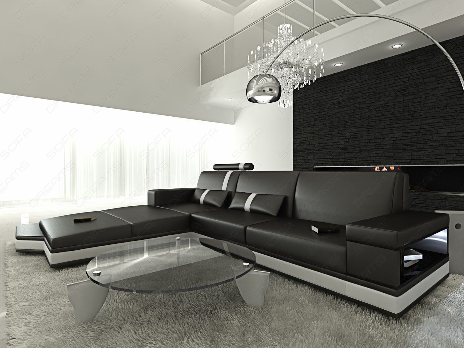 Sofa Dreams Ecksofa Mesana L Form Sofa, Designersofa, Sofa mit Licht und USB