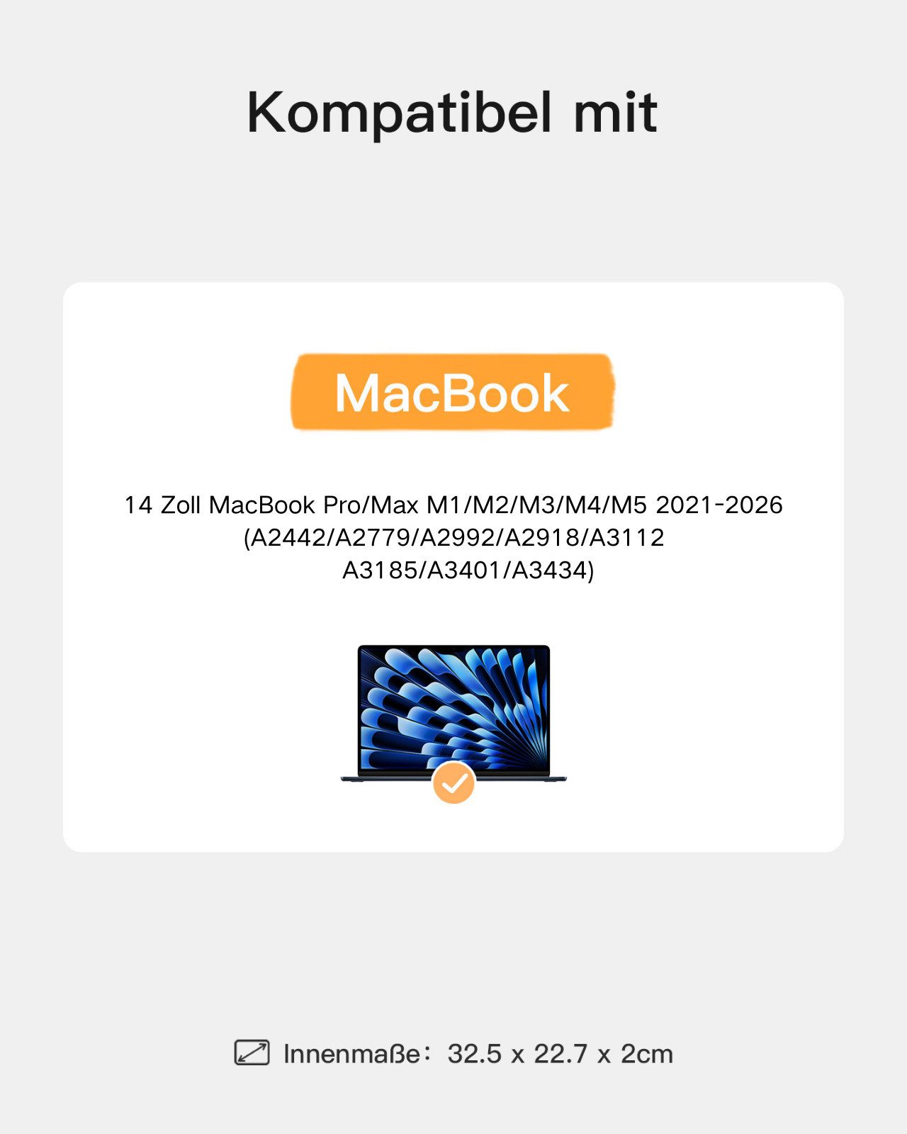 Inateck Laptop-Hülle 360° Rundumschutz für 13-14 Zoll MacBook Air/Pro M5 M4 M3 M2