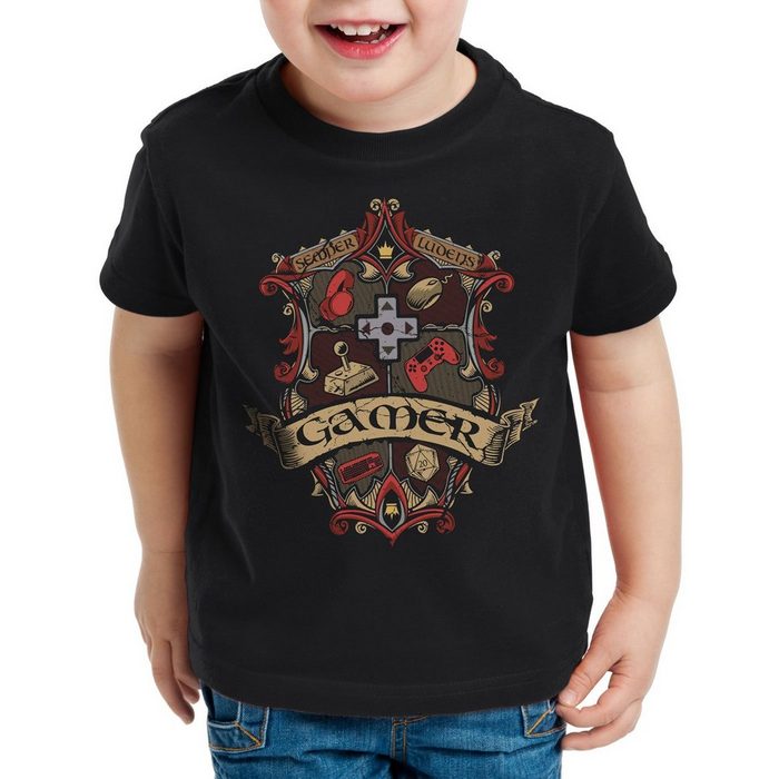 style3 Print-Shirt Kinder T-Shirt Gamer Wappen spieleabend gesellschaftsspiel