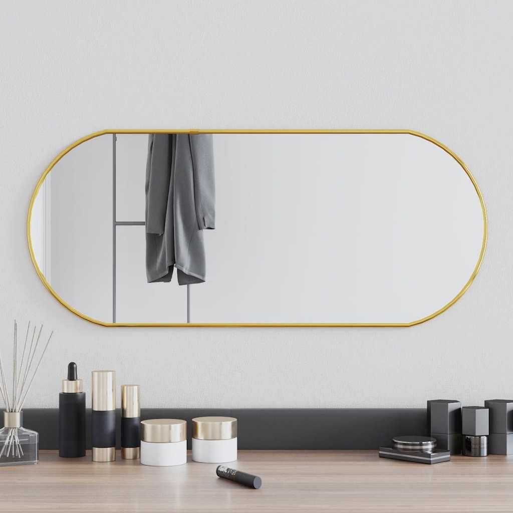furnicato Wandspiegel Glas PVC 70 x 30 cm Golden (1-St), Scharfer Kosmetikspiegel mit 4 mm Glasstärke für das Badezimmer
