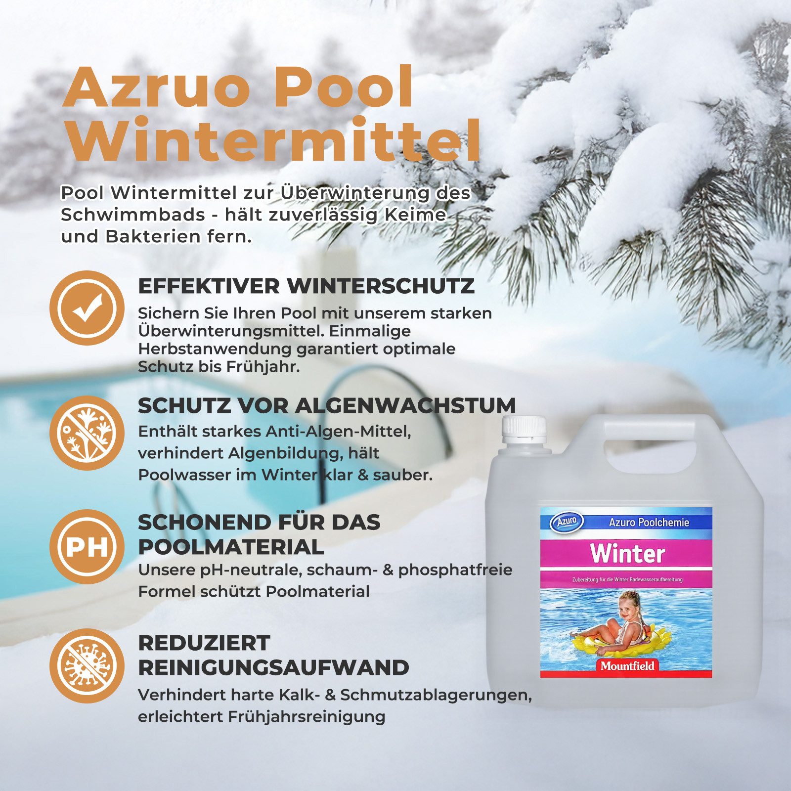 Azuro Poolpflege Winter Winterschutzmittel für Pool 1L/3L, Verhindert Kalka günstig online kaufen