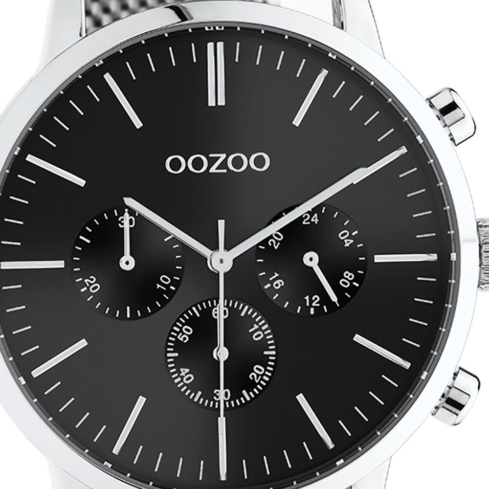 OOZOO Quarzuhr Oozoo Unisex Armbanduhr silber Analog, (Analoguhr), Damen, Herrenuhr rund, groß (ca. 45mm) Edelstahlarmband, Casual-Style