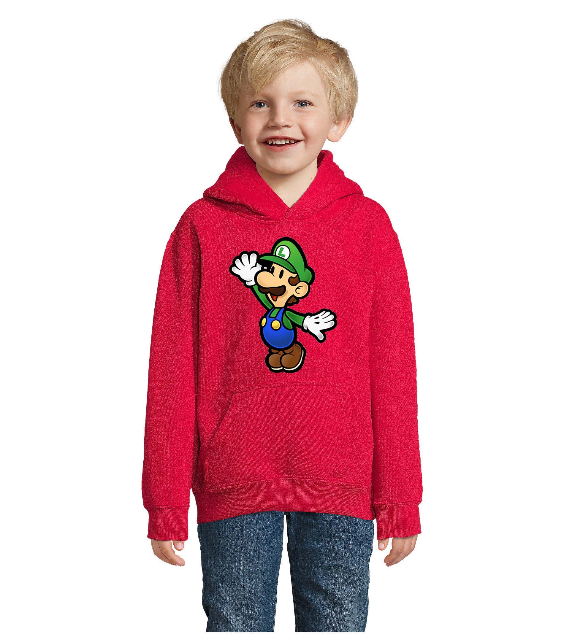 Hoodie Kinder Jungen & Mädchen Luigi Super Retro Konsole Mario Peach Yoshi