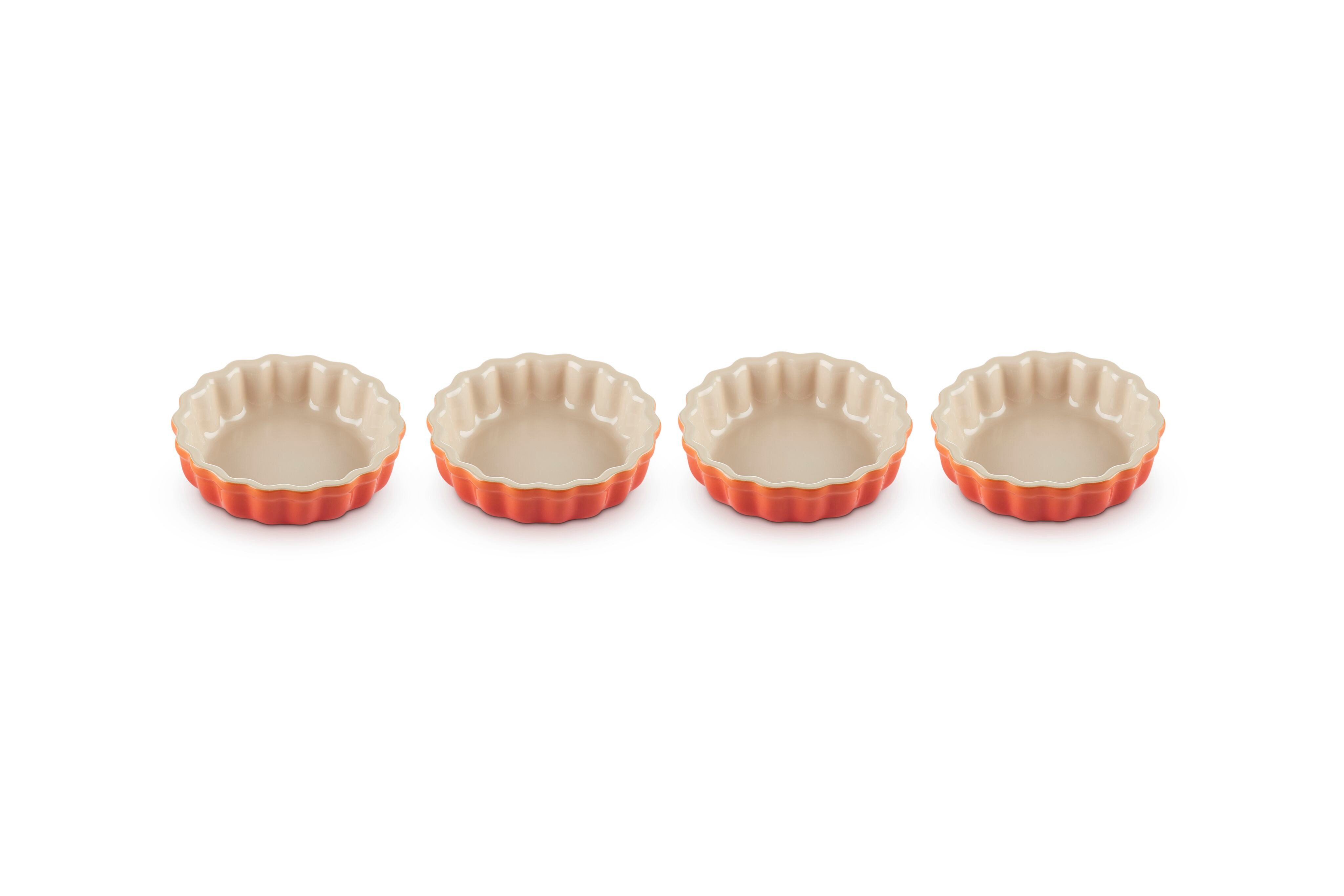 LE CREUSET Tarteform 4er-Set Tarteförmchen aus Steinzeug, Je 200 ml/Ø 11 cm