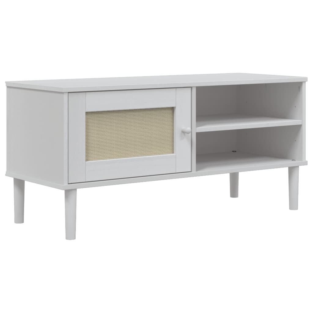 vidaXL TV-Schrank TV-Schrank SENJA Rattan-Optik Weiß 106x40x49 cm Kiefernholz (1-St)