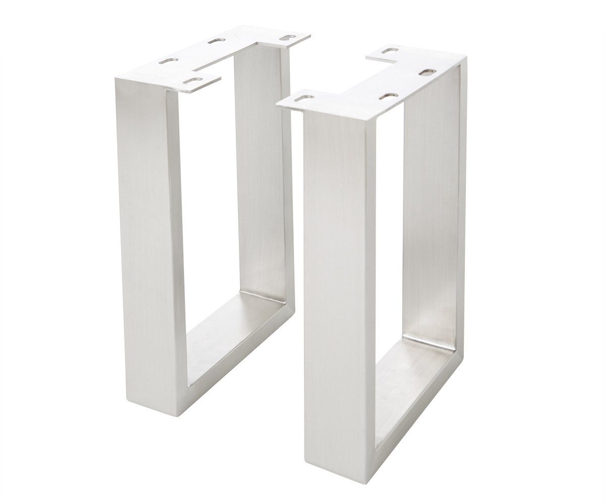 gebürstet DELIFE 7,5x2,5 Bankbeine Edelstahl Silber cm Tischbein Live-Edge, schmal