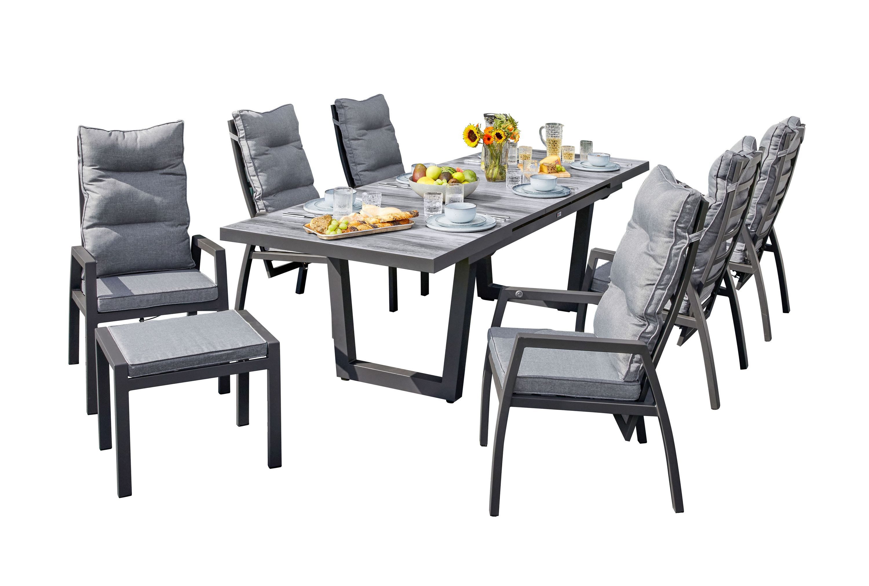 LC Garden Garten-Essgruppe Bondino Dining Set XIII Sitzgruppe Gartenset Anthrazit, (7-tlg)