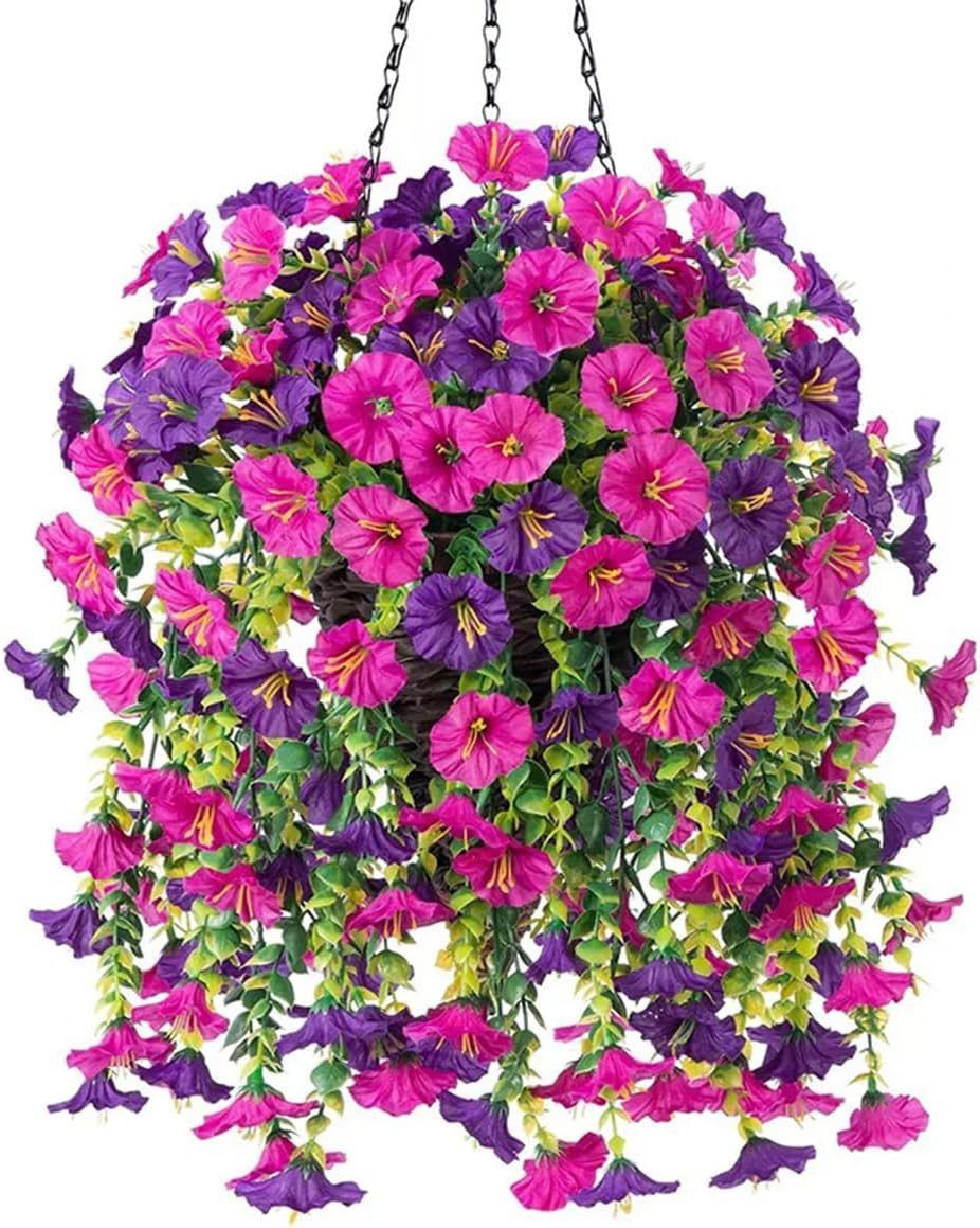 Kunstblumenstrauß 2St Künstliche Hängende Petunien Kunstblumen Wetterfest Balkon., FELIXLEO