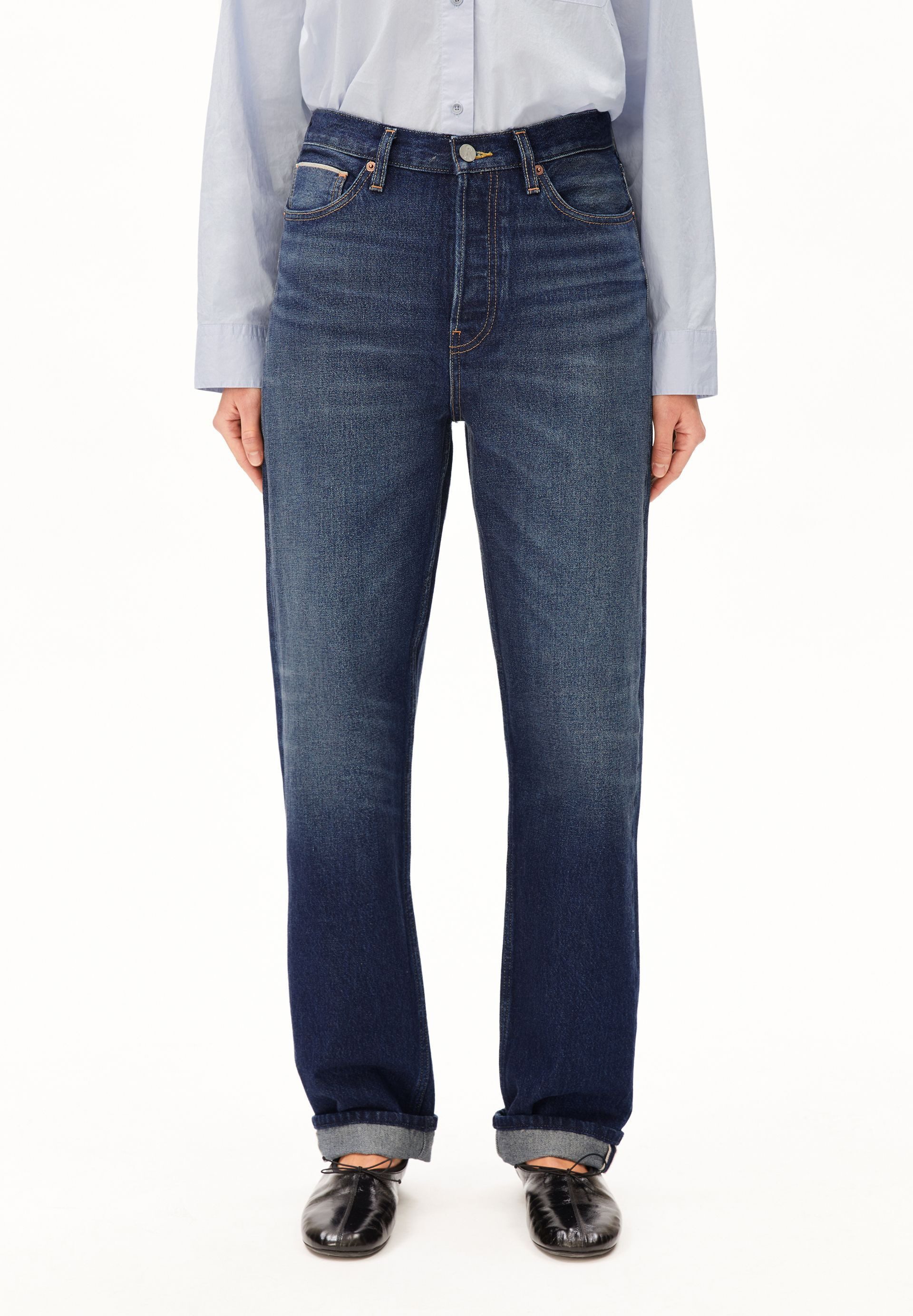 Armedangels Straight-Jeans AAIKALA SELVEDGE (Non-Stretch, Straight Fit) High waist