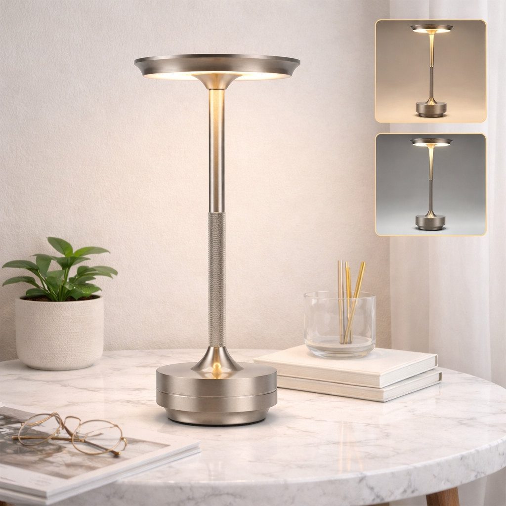 ZMH LED Tischleuchte Kabellos Nachttischlampe Touch Dimmbar Lampe Fensterbank Wohnzimmer, Augenschutz, Einfache Installtion, LED fest integriert, 3000-6500K, mehrere Helligkeitsstufen Akkulampe mit USB-Ladefunktion Kinderzimmer