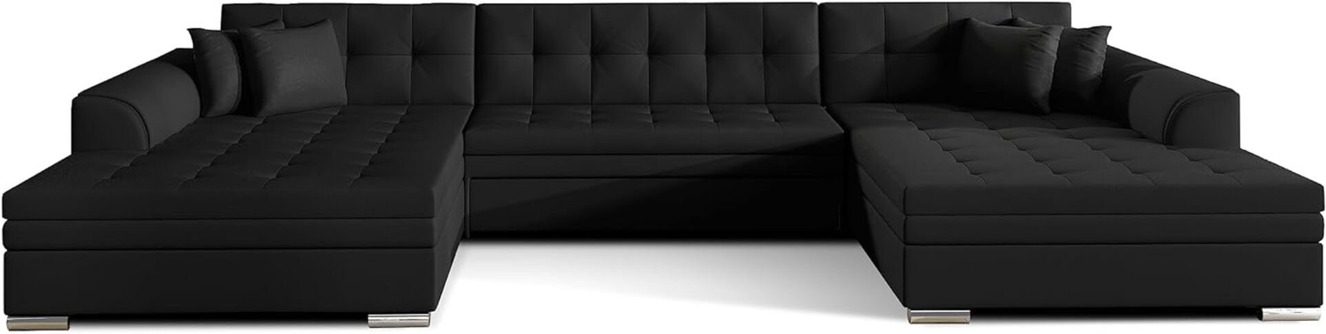 MOEBLO Wohnlandschaft VITI, Couch Sofagarnitur Wohnlandschaft, U-Form für mit 11) Schwarz Schlaffunktion Sofa (Soft Eckcouch Schlafsofa Wohnzimmer
