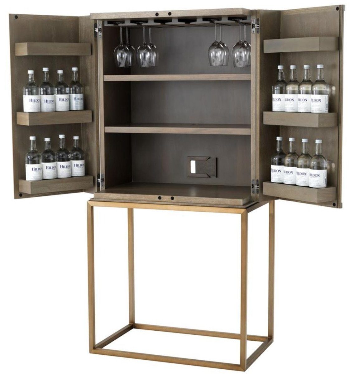 2 Weinschrank Padrino cm - Luxus 50,5 Messing Weinschrank Türen / x Casa 81,5 Braun mit Luxus 168 Qualität H. x