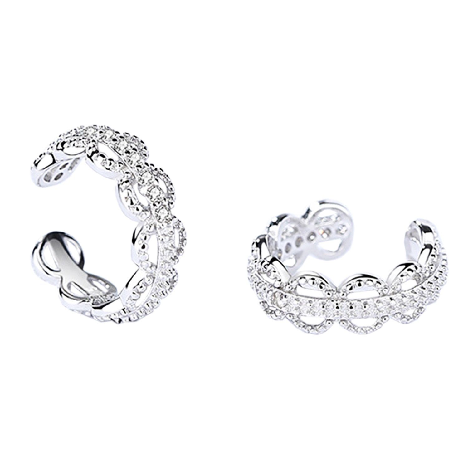 LÖB Ohrklemme 925 Silber Ohrklemme Zirkonia Ohrring Glitzer Steine Ear Cuff Ohrclip (Geschenke für Frauen Beste Freundin Mutter Mama Damen zum Geburtstag Weihnachten Weihnachtsgeschenke), Damen Fake Piercing Ring Ohr Helix Cartilage Ohrmanschette Ohrpiercing