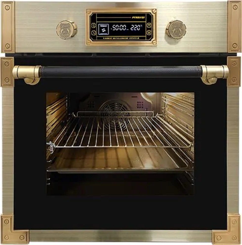Kaiser Küchengeräte Einbaubackofen EH 6427 AD/ 5 Jahres Garantie, mit 1-fach-Teleskopauszug, Retro Pyrolyse Einbau Backofen 73L Anthrazitfarbiges Glas 60 cm