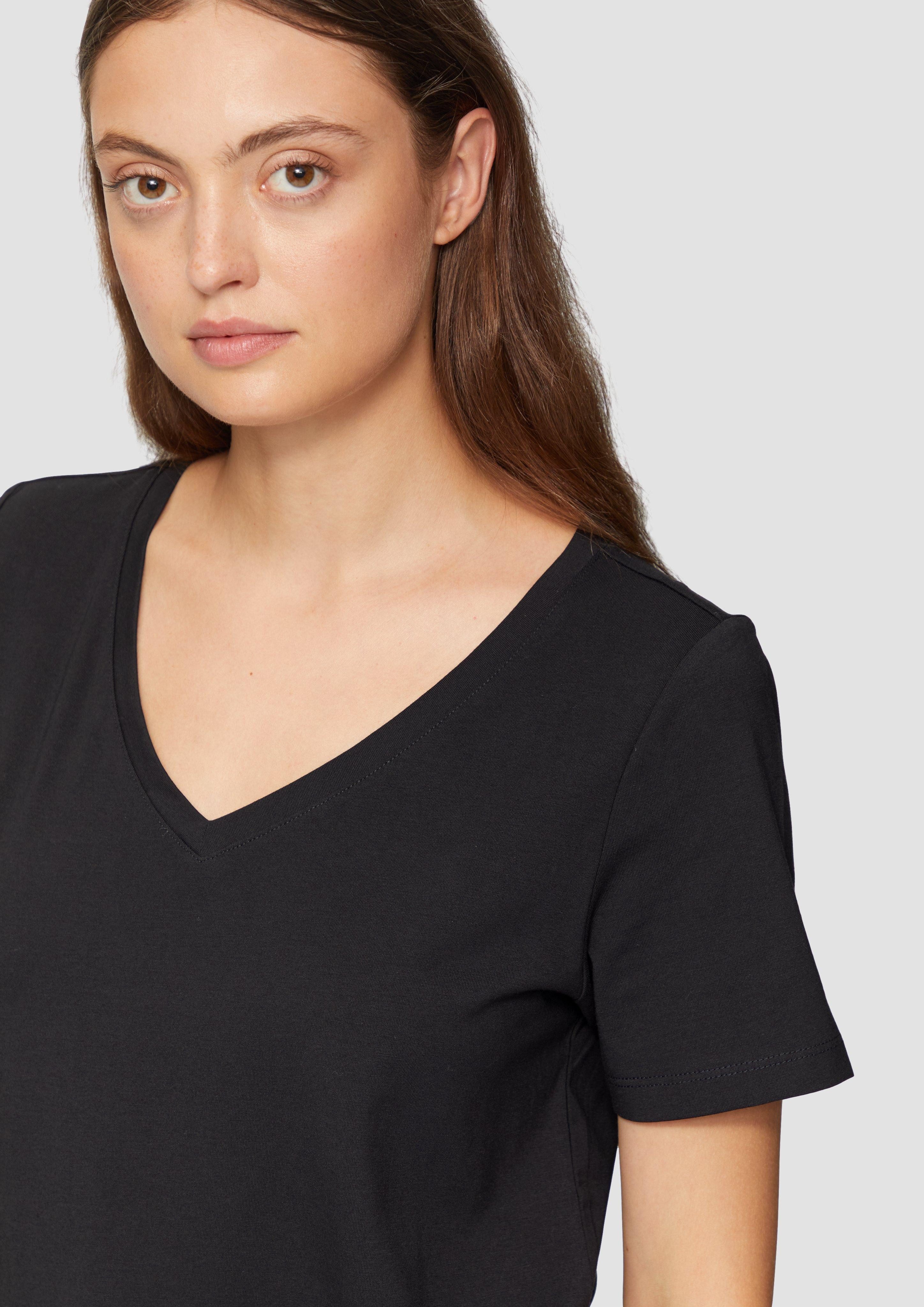 s.Oliver Kurzarmshirt T-Shirt mit V-Ausschnitt günstig online kaufen