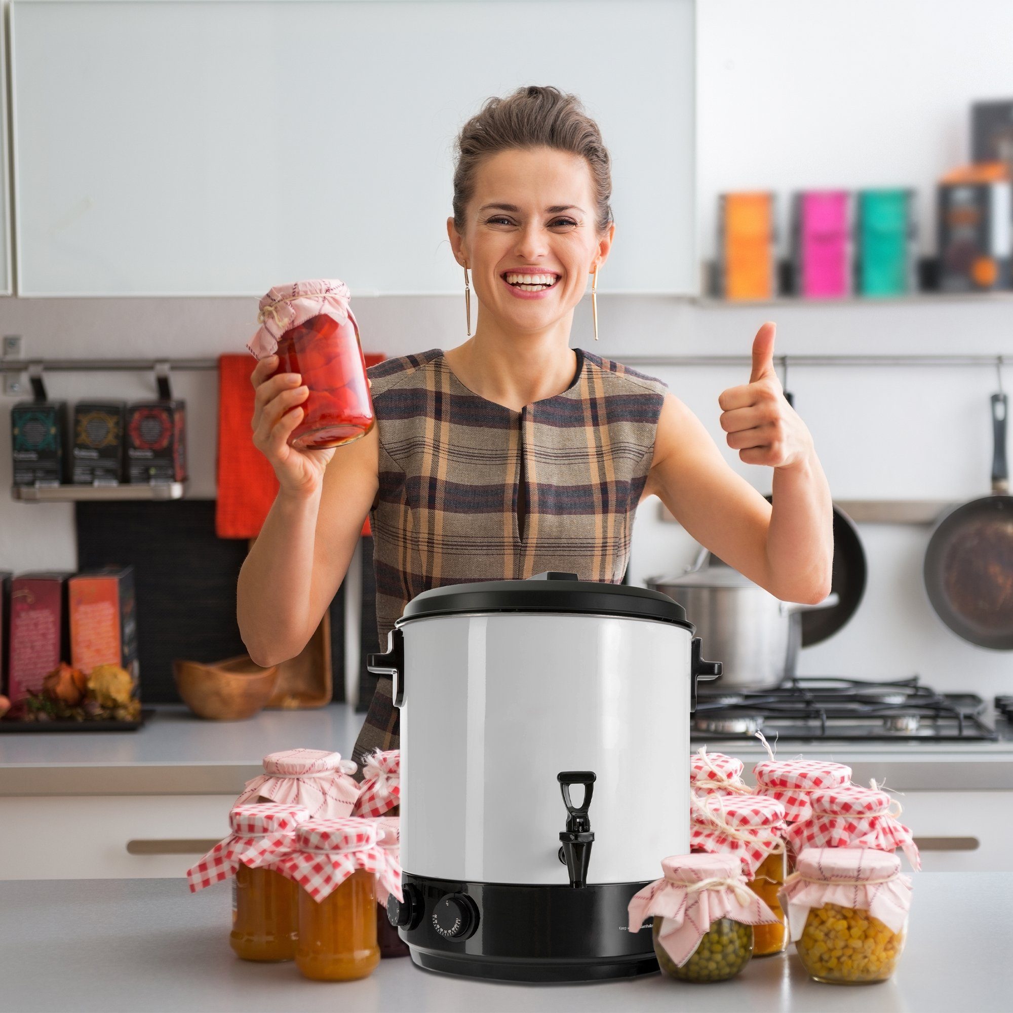 Arebos Einkoch- und Glühweinautomat 28 L Heizfunktion & Timer Glühwein-/Heißgetränkeautomat, 1800,00 W, Stufenlos einstellbare Temperatur bis 100 °C