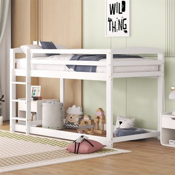 XDeer Babybett Etagenbett für Kinder und Jugendliche, Kinderbett, Rahmen aus, massiver Kiefer, einfach zu montieren, 90x200cm, wei?