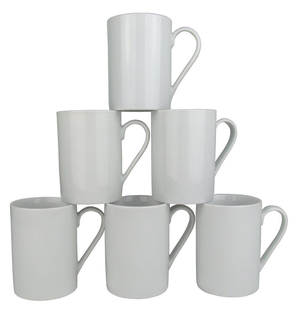 Retsch Arzberg Tasse Kaffeebecher Kaffeetassen, 6-tlg., 6er Set aus Porzellan, Zylindrische Form, Spülmaschinefest