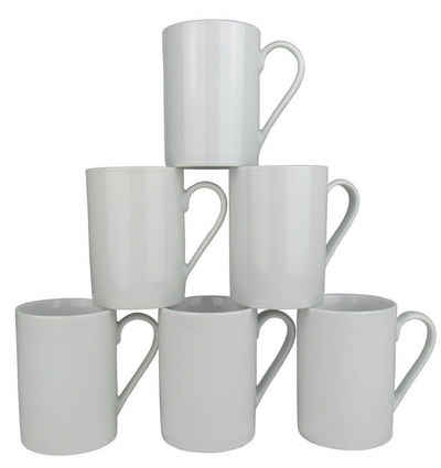Retsch Arzberg Tasse Kaffeebecher Kaffeetassen, 6er Set aus Porzellan, Zylindrische Form, Spülmaschinefest