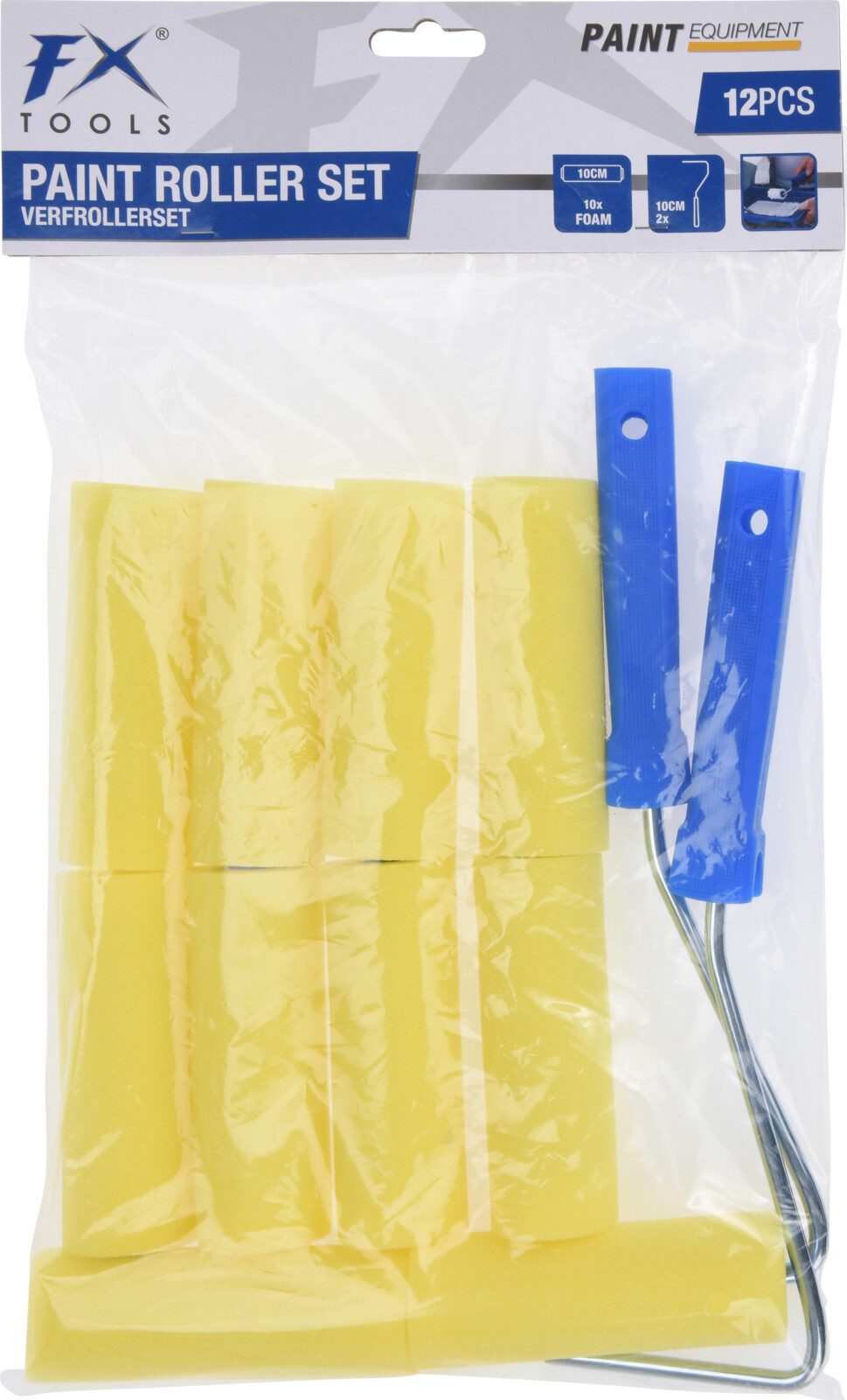 Koopman Farbroller Maler Lackierer 12 Teile Set Rollen Handwerker Gelb (12-St), 12tlg Set, 10 Rollen, 2 Farbroller, auch für Lacke, Schwammwalze