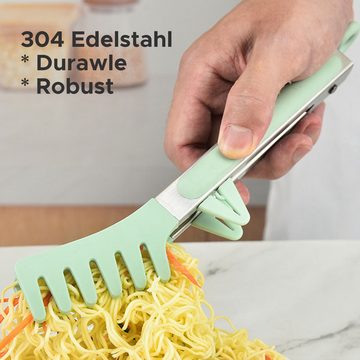 Daisred Spaghettizange 3 Stück Edelstahl Küchenzange mit Silikonspitzen