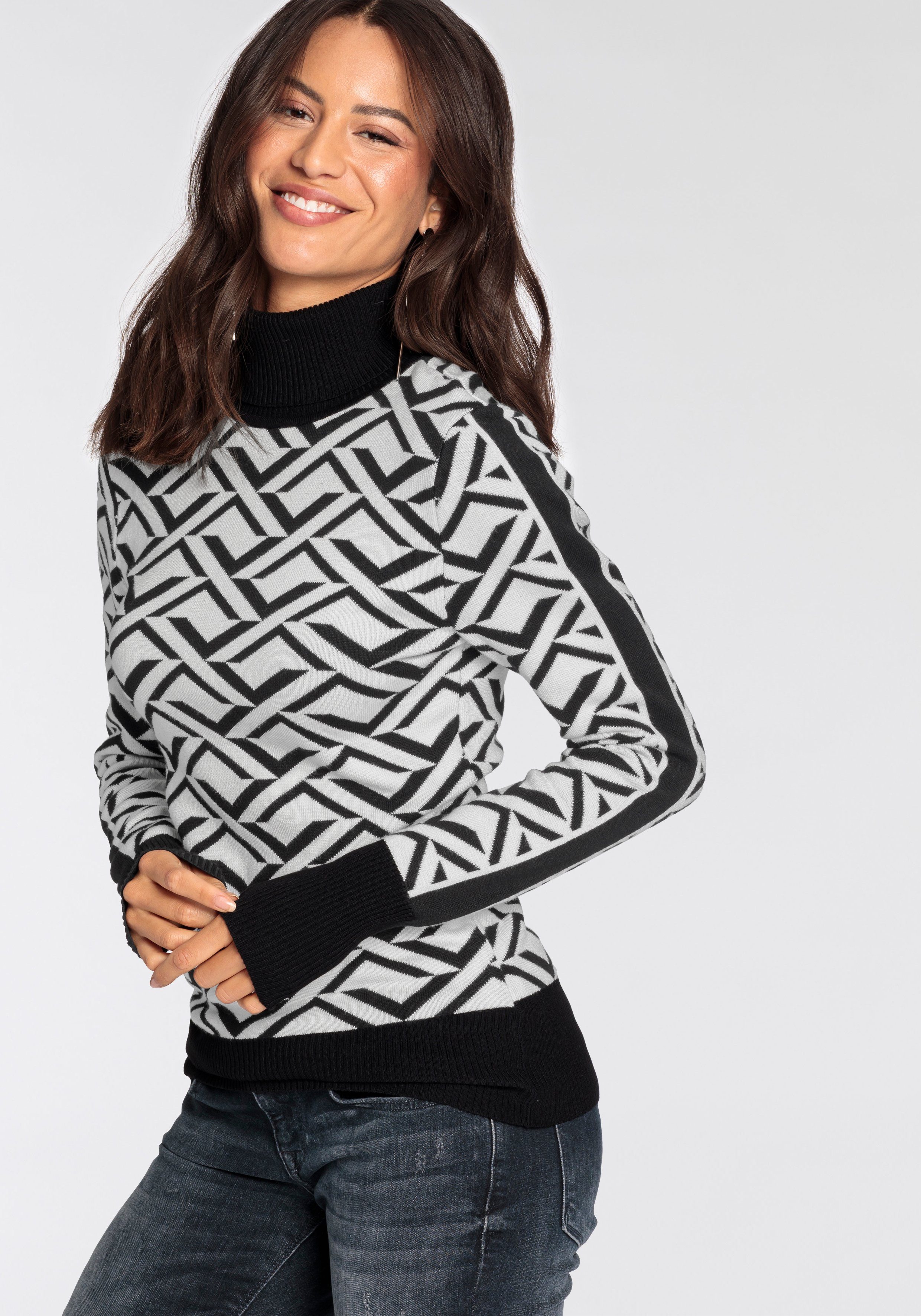 Melrose Rollkragenpullover mit Jacquard-Muster