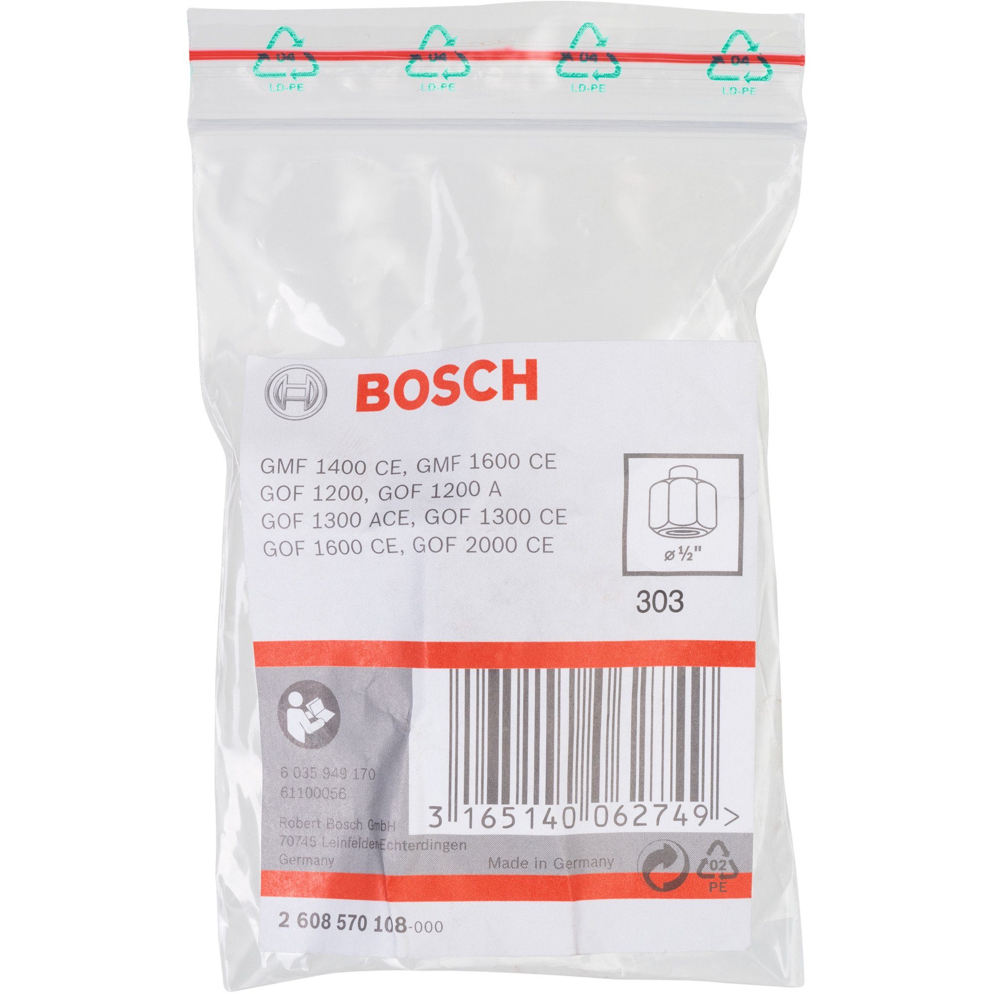 Spannzange Spannmutter Bosch Professional Fräse BOSCH 1/2", Ø