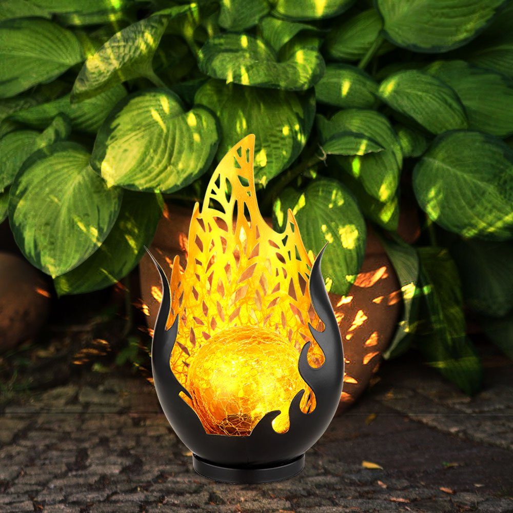 GLOBO LIGHTING LED Solarleuchte, LED-Leuchtmittel fest verbaut, Warmweiß, Gartendeko Solarlampen für Außen Outdoor Balkon Deko schwarz gold