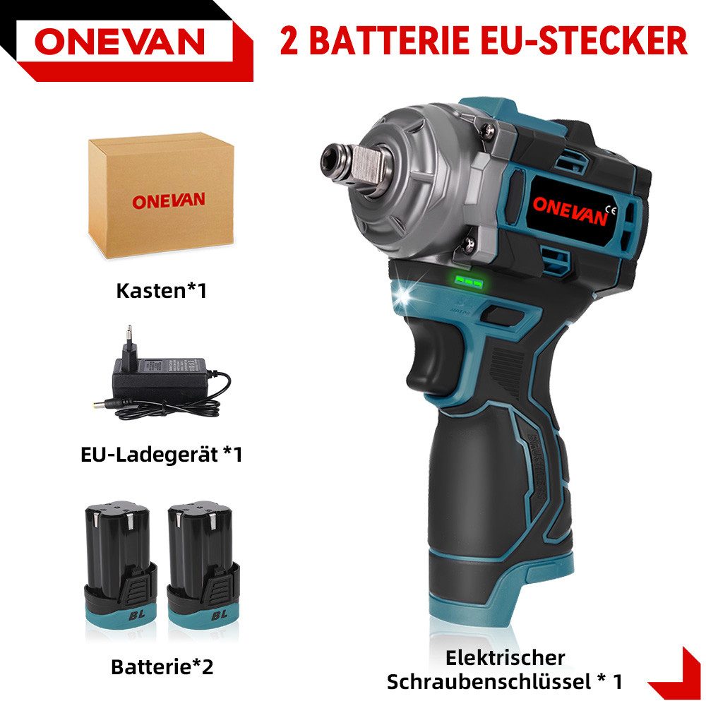 ONEVAN Akku-Schlagschrauber 500N.m Elektro Brushless Motor 1/2 Zoll Elektri günstig online kaufen